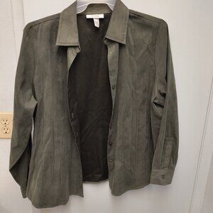 Dress Barn Woman Green Jacket/Shirt-Velour Style Material 18/20W